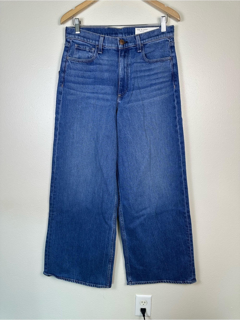 NWT RAG & BONE Women 29 Serena High Waist Wide Leg Medium Wash Denim Jeans - Picture 2 of 7